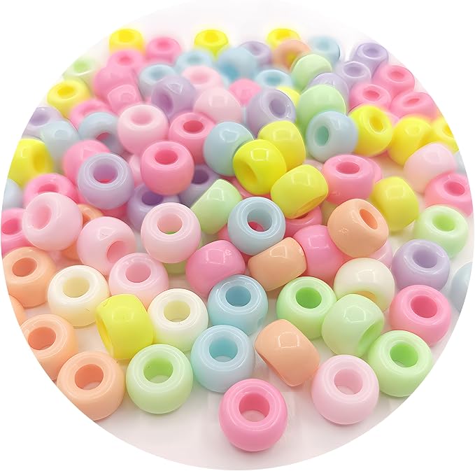 2000+ Pony Bead Bulk 6x9mm Multi-Colored Plastic Craft Beads Set, Bulk Hair by YUSLROB