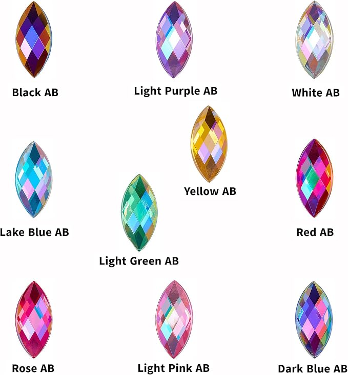 200 Pcs 7x15mm AB Rhinestones for Bedazzling, Rainbow Effect Craft Gems for - Image 2