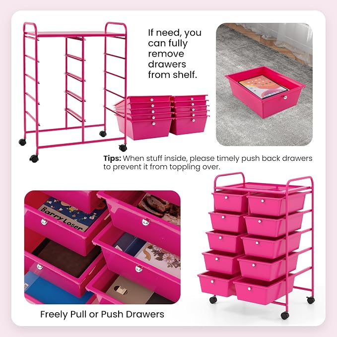 BECOMFORT 10-Drawer Rolling Cart - Image 4