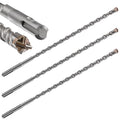 Concrete Drill Bit 3pcs 3/8" X 10"-8" Cross-Type Double Thread Carbide Material Suitable for Concrete, Brick, Cement Walls, Stone