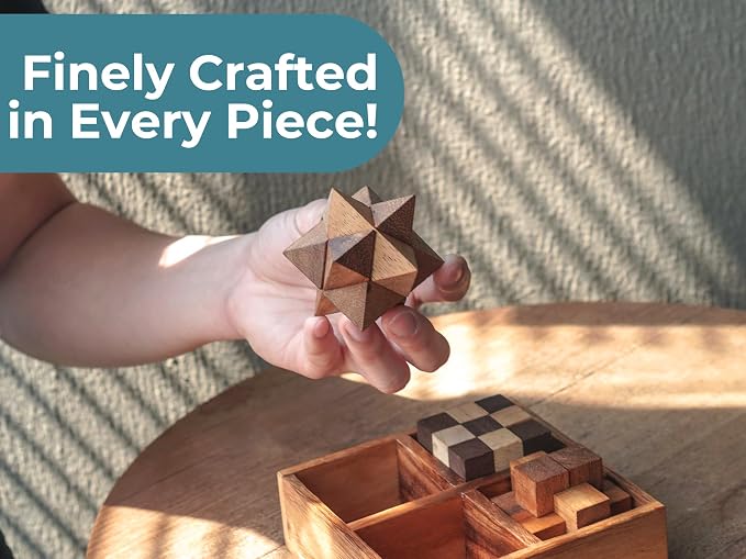 BSIRI 4 in 1 Wooden Brain Teaser Puzzles - Image 6
