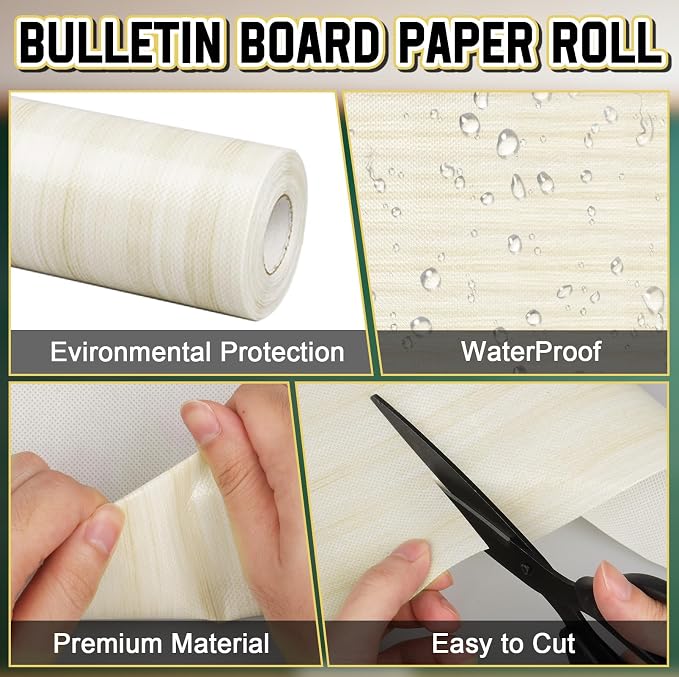 Inkspire Shiplap Bulletin Board Paper Roll, 14.8FTx18.5IN Large Reusable - Image 3