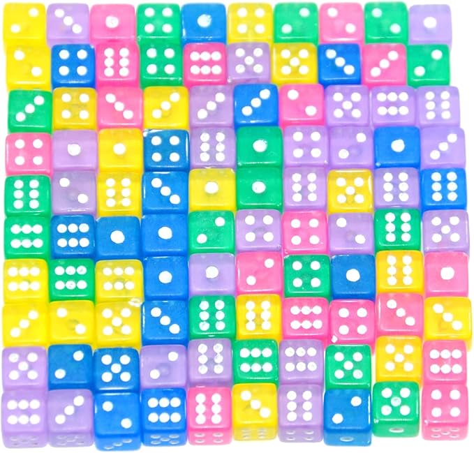 SmartDealsPro 100 Assorted D6 Mini Tiny Dice Game Dot Square Dice - Image 7