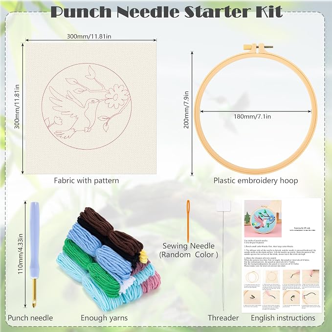 JSRQT Punch Needle Kit for Beginners, Handmade Punch Needle Embroidery Starter - Image 2