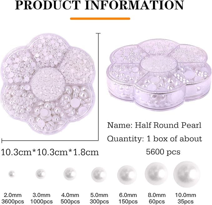 5600PCS Half Round Pearls Flatback Imitation Pearls - Image 2