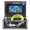 Sanyipace Sewer Camera 65FT/20M with DVR Recorder, Pipe Inspection Scope with Lights, IP68 Waterproof Camera Probe, 9" Color Screen, 16GB TF Card, Guide Wheel
