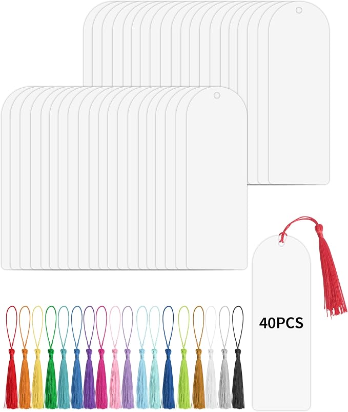 【40 Packs Bulk】 Clear Acrylic Bookmarks Blanks 6" x 2" by WHLBHG