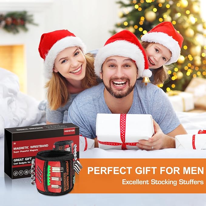Stocking Stuffers for Men Women Gifts Magnetic Wristband: 2 Pack Men Gifts Tool Belt Magnet Wrist for Holding Screws Nails Christmas Gadget for Dad Adults Him Husband Who Have Everything Wants Nothing