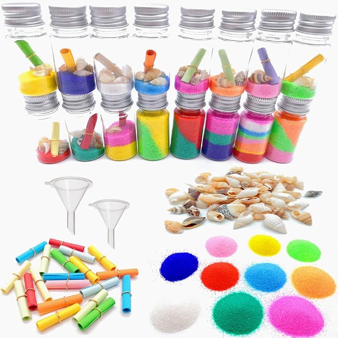 Guaishou DIY Sand Art and Crafts Kit Wishing Bottles Colorful Sands Beach Sea - Image 3