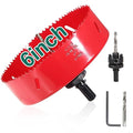 HYCHIKA 6 Inch/152mm Hole Saw,Bi-Metal Cutter Hole Max Cutting Depth 1-1/2inch(40mm) with 1 Arbor,2 Drill Bit for Wood Cutting Cornhole Plastic Drywall Boards Fiberboard