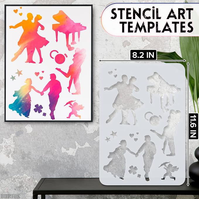 12 Pcs Large Silhouette Stencils - Image 2