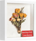 8x8 Shadow Box Frame with Real Glass Panel and Soft Linen Back, Small White by MUXIUNT