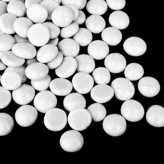 CYS EXCEL White Glass Flat Gemstone Vase Fillers | Flat Aquarium Marble Beads | by CYSEXCEL%C2%AE