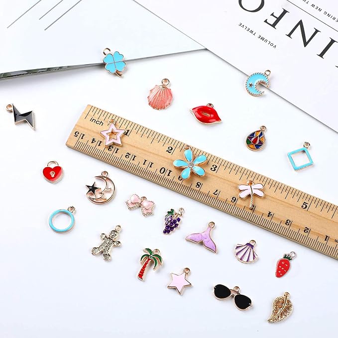SANNIX 170Pcs Jewelry Making Charms Assorted Gold Plated Enamel Necklace - Image 2