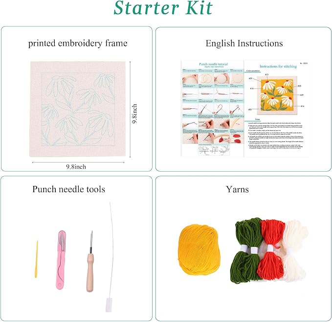 Embroidery Punch Needle kit Frame, Embroidery Starter Kits - Image 2