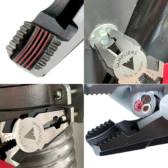 VAMPLIERS 8" Stripped Screw Extractor Linesman Pliers. Made in Japan. Professional Grade Heavy Duty Combination Pliers, Stripped Screw Removal Tool.