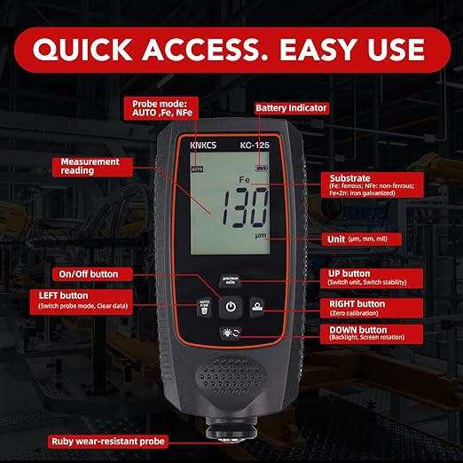 Paint Thickness Gauge for Cars - Accurate Mil Thickness Gauge for Iron/Aluminum/zinc Car Body Filler Tester for Used Car Buyers & Auto Body Shops, with Rotating Screen & Continuous Measurement