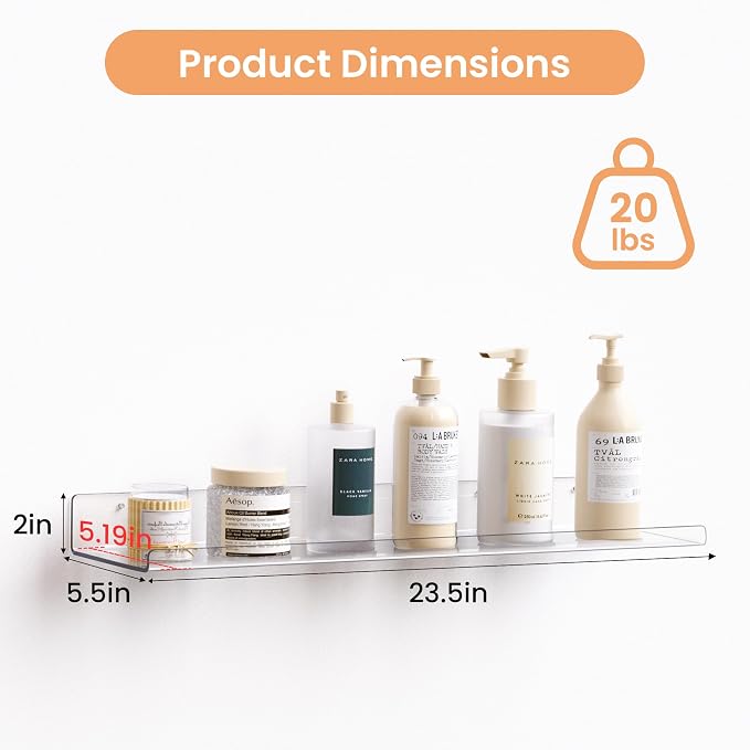upsimples 23.6" Acrylic Shelves - Image 3