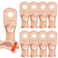 10 PCS 2AWG - 1/4''Stud Heavy Duty Copper Terminals,Battery Cable Crimp Lugs,Battery Cable Ends, Bare Copper Eyelets Tubular Ring Terminals,Closed End Crimp Electric Connectors