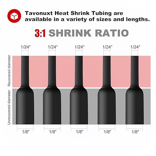 1/8" 33ft 3:1 Heat Shrink Tubing with Adhesive Lining - Marine Grade, Ideal for Home, Automotive, and Industrial Use - Black