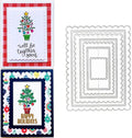 hinana 7pcs/Set Rectangle Frame Metal Die Cuts, Scallops Stitched Nesting Tag by hinana