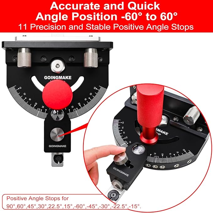 Table Saw Miter Gauge with Micro Adjustable Flip Stop and Extendable Fence and Quick Angle Stop for Table Saw Band Saw Router Table Fit 3/8 x 3/4" T Slot for Woodworking Crosscut, Miter Cut