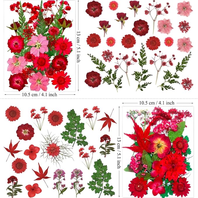 MIKIYA 88Pcs Red Dried Pressed Flowers - Image 6