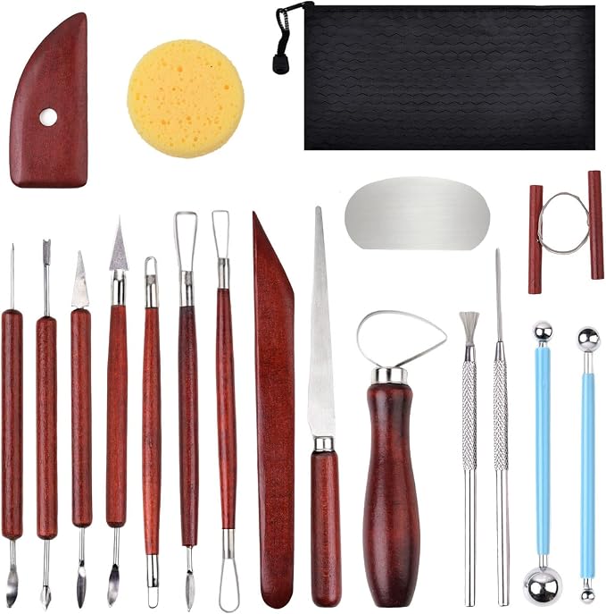 Blisstime 18PCS Clay Sculpting Tools, Basic Clay Pottery Carving Tool Kit by Blisstime