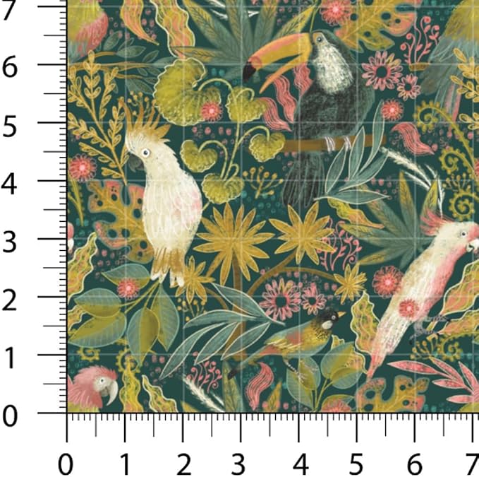 Tropical Patchwork Fabric Panel 100x155 cm – 100% Cotton Satin, 6 Coordinated - Image 4