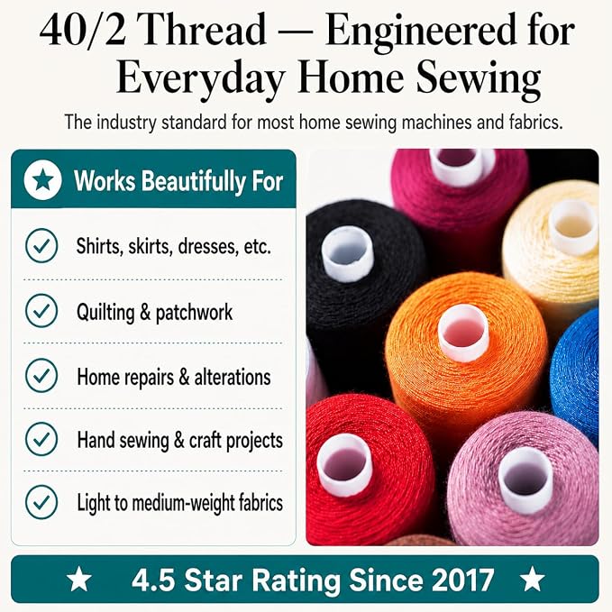 BlesSew Sewing Machine Thread – 24 Spools, 1000 Yards Each – All Purpose - Image 4