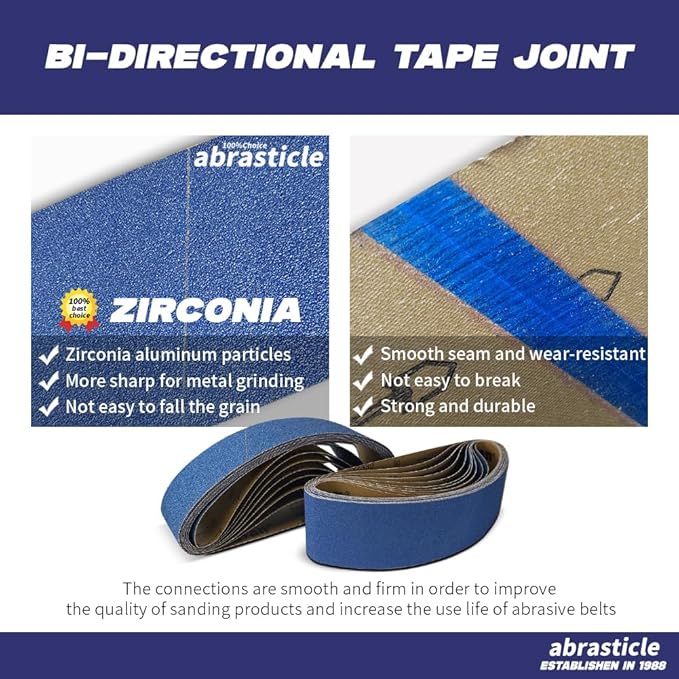 4" x 36" Zirconia Sanding Belts for Metal - 4 x 36 Inch Zirconia Metal Grinding Sand Paper, 8 PCS 40 Grits, Perfect for Knife Blade Sharpening, Metal Polishing, Derusting, Woodworking