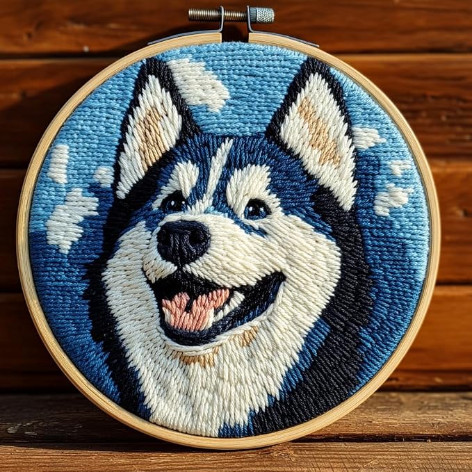 DIY Punch Needle Kits Cute Husky Dog by Unknown