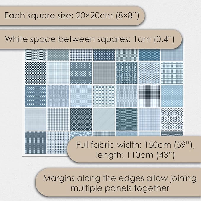 Cotton Satin Patchwork Fabric Panel – 35 Designs, 20×20 cm Squares, Single - Image 5