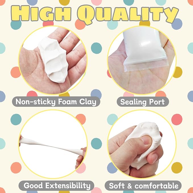 36 Pack White Air Dry Foam Clay, 12.6oz Modeling Foam Clay, Birthday Gift - Image 3