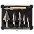 6pcs Step Drill Bits for Metal, Step Drill Bit Set 50 Sizes Tri-Flat Shank HSS Titanium-Coated with Center Punch for Aluminum, Wood, Plastic, with Aluminum Case, from Pro-Edge Technology
