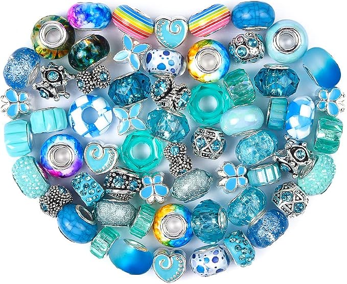 Aipridy European Large Hole Beads, Colorful Glass Charm Beads Set by AIPRIDY