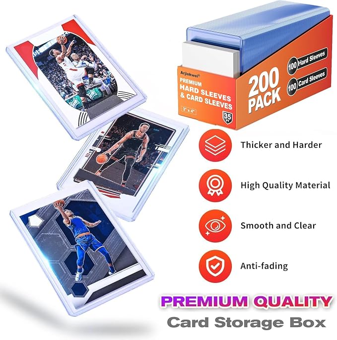 Card Sleeves Hard Plastic, Arjiekwei 3"X 4" Baseball Cards Protectors Plastic - Image 3