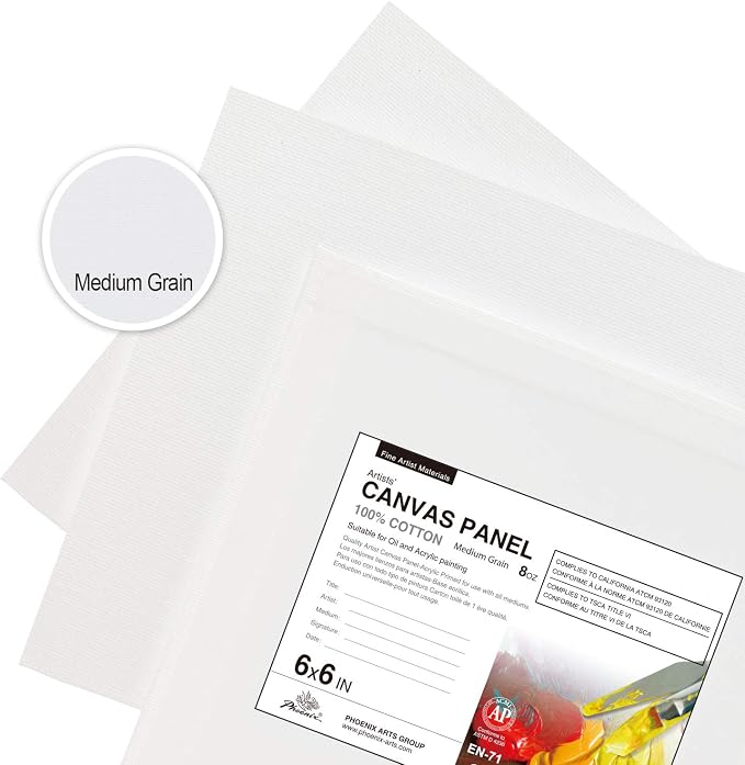 PHOENIX Small Painting Canvas Panels 6x6 Inch, 12 Value Pack - 8 Oz Triple - Image 3