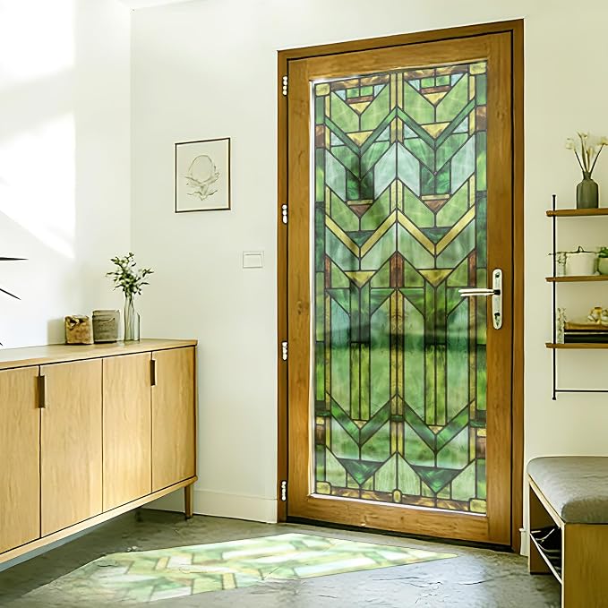 Faux Stained Glass Effect Transparent Window Film, Decorative Window Cling by Flortlias