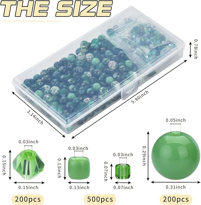 Glass Beads Jewelry Making Kit, Fresh Green Color-900pcs Include 8mm Assorted - Image 3