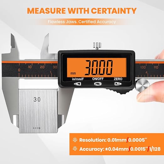 HARDELL Digital Caliper 12" USB-C Charging – Orange Display, Non-Backlit | - Image 5