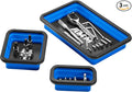 AMM Foldable Magnetic Parts Tray Set, 3 Different Size Magnetic Tool Trays for Bolts Screws Nuts & Small Metal Parts, Mechanic Tool Present for Men，Blue