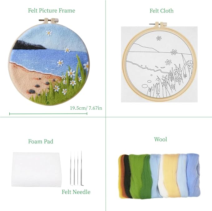 Wonafa DIY Wool Needle Felt Starter Kit, Beginner Needle Felt Kit - Image 2