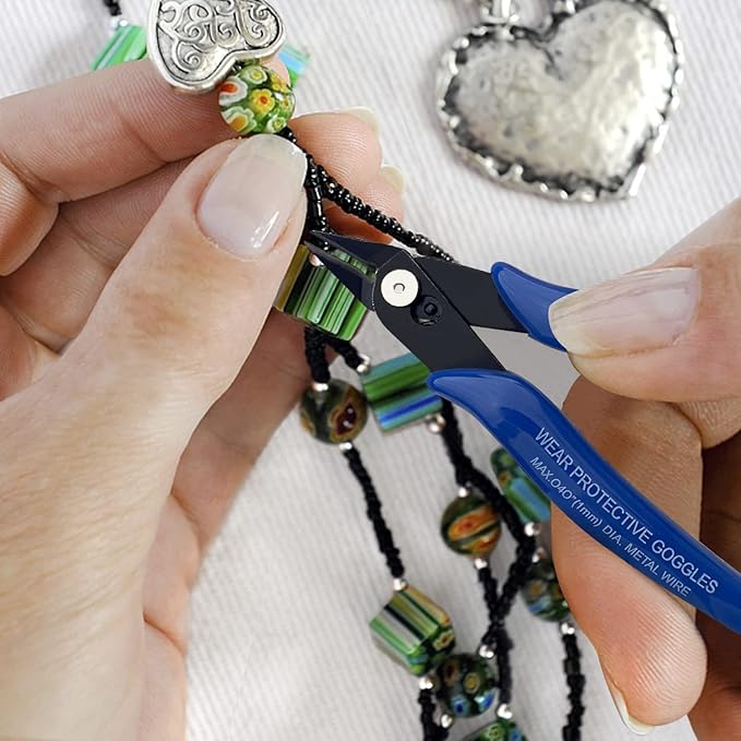 KAIHAOWIN Micro Wire Cutters with Spring, 2 Pack, 5 inch Precision Mini Flush Cutters Bulk, Nippers, Flush Cutting Pliers, Wire Snips, Small Side Cutters for Electronics Crafts Jewelry-Blue