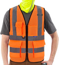 A-SAFETY High Visibility Mesh Safety Reflective Vest with Pockets and Zipper,Hi Vis Viz Reflective Safety Vest(Orange Mesh L)