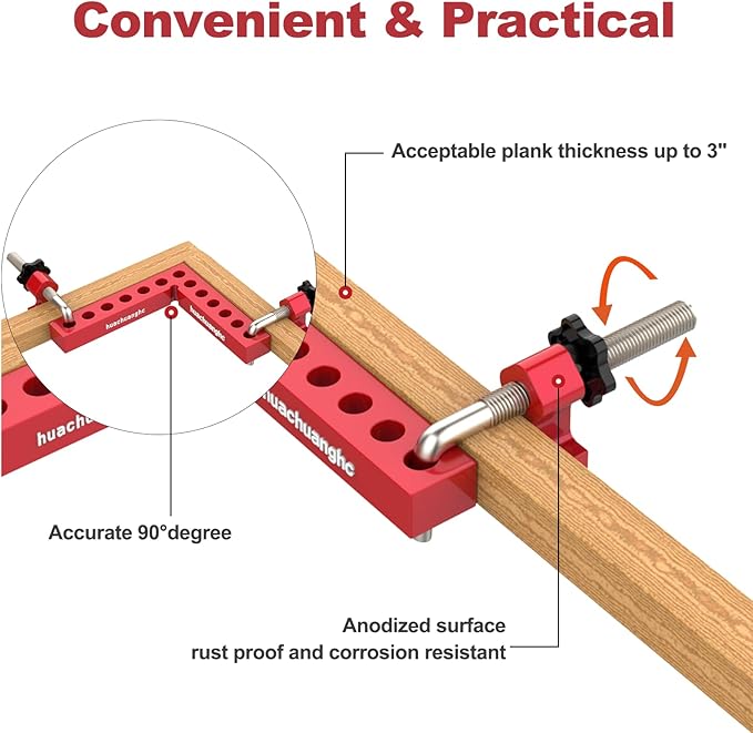Corner Clamps For Woodworking,90 Degree Clamps Woodworking Tools Aluminum L Type,Positioning Squares Right Angle Clamp For Gluing Cabinets Picture Frames Or Drawers,4 Pack