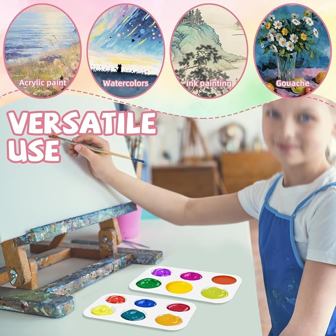 30 PCS White Plastic Watercolor Palette, 6 Well Rectangular Paint Palettes - Image 4