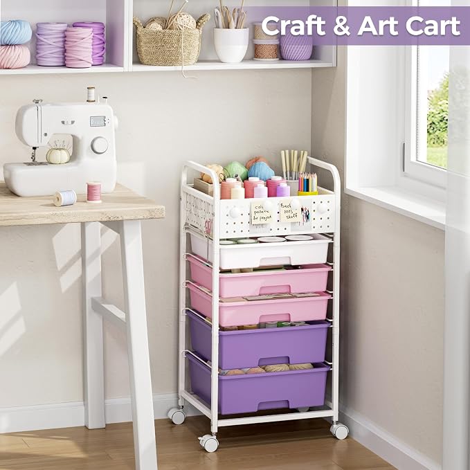 5 Drawer Rolling Storage Cart - Image 7