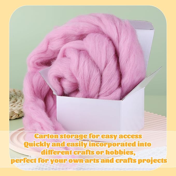 3.53oz Wool Roving, Wool Felting Supplies, Pure Wools, Chunky Yarn, Spinning - Image 8