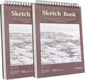 Crehatos 9" x 12" Sketch Book 100 Sheets Each, 2 Pack | Top Spiral Bound Sketch by Crehatos
